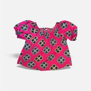 Vibrant Pink On/Off Shoulder Ethnic Print Top